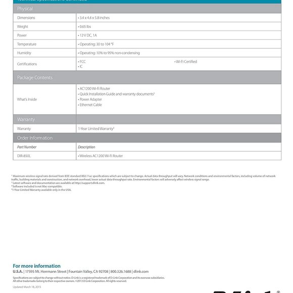 D-Link Wireless AC 1200 Mbps Home Cloud App-Enabled Dual-Band Gigabit Router - Picture 8 of 12